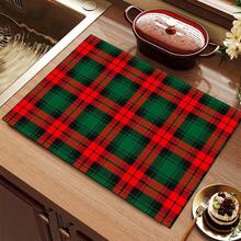 1pc Christmas Red Striped Pattern, Kitchen Countertop Absorbent Drying Mat, Coffee Machine Mat, Pour Over Coffee Pot Mat, Dish Drainer Mat, Non-Slip Heat-Resistant Kitchen Mat, Table Mat, Breakfast Mat, Washing Machine Mat, Home Kitchen Dining Table Coffee Shop Bar Decor Mat, Holiday Party Housewarming Gift - Multicolor - View 8