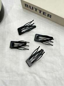 10/4pcs Girls Black Curved BB Hair Clips, High Elasticity Secure Double-Clasp Side-Fringe Clips, Basic Bangs Hair Clips, Invisible Bangs Fixing Hair Accessories - Multicolor - View 2