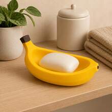 1pc Creative Banana Shaped Soap Holder, Unique Design, Full Of Fun, Can Be Used As A Soap Dish On Bathroom Sink, Combines Modern Style And Practicality, Also Can Be Used As Home Decor - Yellow - View 5