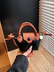 1pc Girls Colorblock PU Zipper Closure Casual Handbag Crossbody Bag Suitable For All Seasons Daily Use - A - View 13
