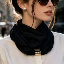 1pc Solid Color Polyester Scarf, All-Match Versatile For Autumn/Winter - Multicolor - View 3