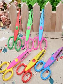 1/4/5/10pcs Handmade Scissors Set, Wavy Edge Paper Cutting Scissors, Multi-Functional Scissors, Paper Crafting, Cute Wavy Edge Scissors, Scissors Set, Asymmetrical Scissors, Handmade Design, Perfect For Creative Crafts, Home And School Use - Scissors - View 7