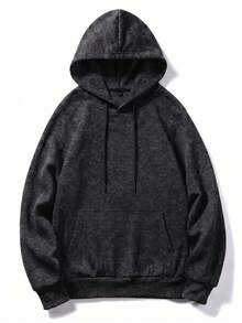 GRDR Men's Autumn/Winter Casual Distressed Washed Thermal Lined Loose Fit Hoodie | Leading Fashion - Black - View 5