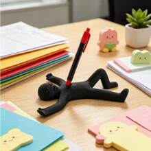 1pc 3D Printed Black Stick Figure Pen Holder, Creative Pencil Holder Ornament, Suitable For Office, Study Room Desktop Stationery Storage Pen Pot, Ideal Gift For Friends And Colleagues - One Size Fits All - View 5