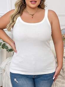 3pcs Plus Size Women Fashion, Comfortable, Casual Ribbed Camisole - Breathable, Fitted Sleeveless Casual Undershirt - Multicolor - View 4