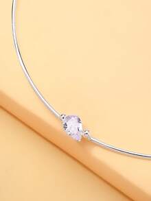 outingfit 1pc Water Drop Pendant Open Collar Necklace, Fashion Minimalist Commute Daily Versatile Party Choker - Silver - View 5