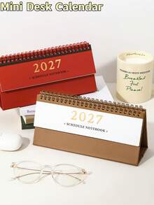 1pc 2027 MIni Desk Calendar, Simple Aesthetic Horizontal Desktop Calendar, Monthly Planner, For Notes, Habit Tracking, Daily Planning, To-Do Lists - Calendar - View 11