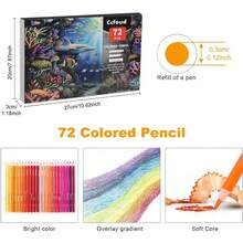 72 Colored Pencil Set- 3.3mm Rich Pigment Soft Core Wax-Based - Ideal For Coloring Drawing Sketching Shading Blending - Vibrant Color - 72-color Colored Pencils a - View 5