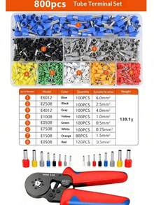 1 set alat penjepit terminal pipa, alat penjepit ratchet HSC8 6-4A dengan 1200 terminal, hadiah untuk teknisi listrik, hadiah Natal dan liburan, penting untuk penggemar DIY, alat manual listrik. - Berbagai gaya - View 14