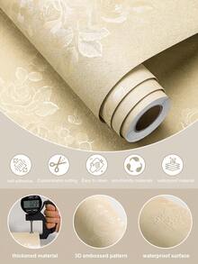 1 Gulungan Wallpaper PVC Motif Mawar Timbul 3D, Perekat Diri, Tahan Air, Tahan Lembap, Dengan Perekat di Bagian Belakang, Stiker Dinding yang Dapat Dilepas dan Dibersihkan untuk Ruang Tamu, Kamar Tidur, Renovasi dan Dekorasi Asrama - beraneka warna - View 10