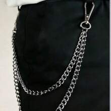 1pc Minimalist Fashion Men's Jeans Chain Punk Style Hip Hop Pants Chain Waist Chain Women's - Silver - View 2
