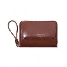 Cartera con cremallera plateada, bolso de mano con múltiples compartimentos, ventana para foto y bolsillo para monedas - Multicolor - Ver 10