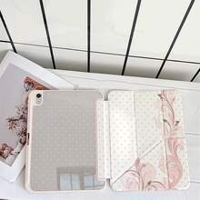 奶油粉波點復古捲軸花卉保護平板保護套，附筆槽，相容於 iPad 10th Generation/ Air 13(M3 2025)/ Air 11(M3 2025)/ 11(A16 2025)/相容於 Galaxy S9/S7/S10+/相容於 Galaxy Tab S6 Lite 10.4 吋/相容於 Matepad - 彩色 - 查看 8