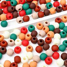 50/100pcs Manik-Manik Akrilik Matte Lubang Besar, Manik-Manik Spacer Bulat Buram Warna-warni 10mm, Untuk Pembuatan Perhiasan DIY, Makrame & Perlengkapan Kerajinan Tangan - Warna acak - View 7