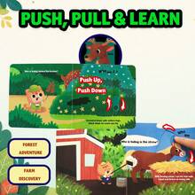 16*16cm Push-And-Pull Interactive Discovery Reading Game, Forest & Farm Theme Sliding Activity, Hidden Surprise Exploration, Builds Observation, Focus, Cognitive Skills & Family Learning Fun - Push-and-pull Interactive - View 4
