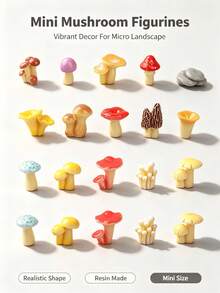 32/16/8pcs Mini Resin Mushrooms, Suitable For Outdoor Home Decor, Cake Decoration, DIY Crafts And Micro Landscape Plant Pot Accessories, Landscaping... - A - View 7