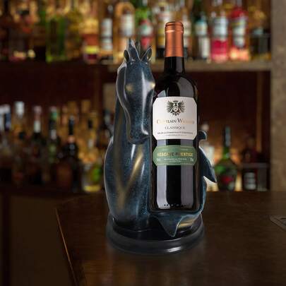 Wine Bottle Holder Resin Horse Head Blue Gold Non Slip Mat Tabletop Decorative Wine Rack For Home Bar Party Ornament