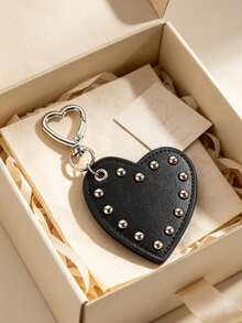 1pc Punk Rivet Heart Keychain, Sweet Cool Heart-Shaped Pendant Key Chain, Personalized Metal Pendant Bag Charm Key Chain, Bag Decoration Chain Gift - Multicolor - View 1