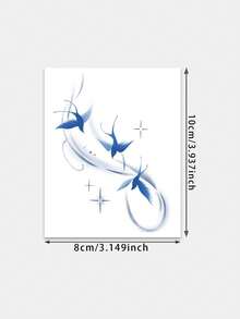 1pc Temporary Tattoo, Ink Wash Blue Swallow Streamline Pattern, Realistic Fake Tattoo Design, Suitable For Daily, Bachelorette Party Favors, Music Festival, Game, Graduation Gift, Lasts 3-5 Days - Blue - View 6