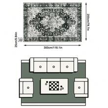 1PC Black White Gray Vintage Persian Pattern Bohemian Style Faux Cashmere Rectangular Area Rug, Distressed Mottled Details, Machine Washable, Suitable For Living Room Bedroom Home Decor, All Season Use, Aesthetic Home Decor - Multicolor - View 12
