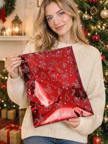 Gift Packaging Bags, 4 Styles Christmas Self-Sealing Laminated Gift Bags, Suitable For Candy, Snacks, Small Gift Packaging, Red, Gold, Blue, Silver Design, Perfect For Christmas Party Atmosphere - Multiple Styles - View 6