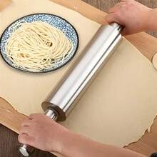 1 Stainless Steel Rolling Pin - With Handle, Round Design, Suitable For Pastries, Cookies, Pasta - Easy To Clean - Ideal Choice For Christmas And Halloween - View 7