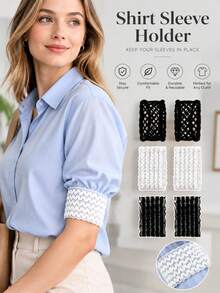 2pcs/Pack, High Elasticity Anti-Slip Breathable Cuff Fixing Bands, Comfortable Reusable And Adjustable Cuff Fixing Bands, Unisex No-Mark Cuff Fixing Bands, Perfect For Shirts, Women's Tops, Daily Wear And Office Occasions. - Multiple Styles - View 1
