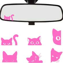 Stiker Kucing Mengintip untuk Kaca Spion - Set 6 Buah Stiker Kaca Spion Mobil Tahan Air Hitam Aksesori Bumper Kucing Mengintip untuk Mobil Truk Botol Minum Laptop Dekorasi Botol Minum - A - View 10