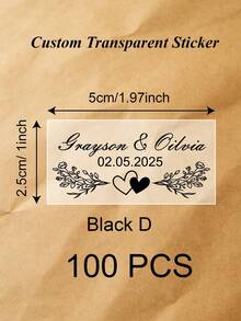 50/100pcs Custom Gold Foil Stickers, Personalized Foil Wedding Labels, Bubble Wand Stickers, Clear Labels, Personalized Rectangular Wedding Party Text Bubbles Stickers, Transparent Custom Logo Labels, Names, Adhesive, For Birthday, Bridal Shower - Transparent - View 21