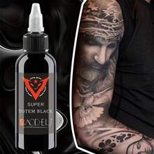 Professional Black Tattoo Ink 1 Bottle, 1oz Per Bottle, Suitable For Lining, Shading, And Blending, Durable Pigment - Black - View 7