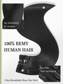 DNE HAIR 7件組夾式真人髮接髮 120G 1# 噴墨黑 雙層髮束隱形夾式 Remy 髮接髮 無縫柔軟厚髮尾 防掉髮可重複使用 適合細髮女性女孩 沙龍日常婚禮派對造型 - S1 - 查看 2