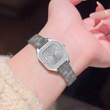 CILOA 1pc Classic Women's Quartz Watch, Made Of Silver Stainless Steel, Embellished With Rhinestones, Suitable For Daily Wear - Grey - View 2