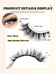 Sibeuna 5 Pairs Fluffy Voluminous Cat Eye False Eyelashes, Transparent Band Faux Mink Lashes, Angel Style Natural Strip Lashes, Suitable For Party And Daily Wear, Cat Eye Design, Beginner Friendly - Black - View 4