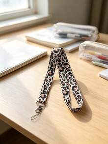 1pc Contrast Leopard Print Lanyard With Metal Buckle, Long Neck Strap For Student Campus Card, ID Badge, Phone, Keys, Gift Or Daily Use - Multicolor - View 5