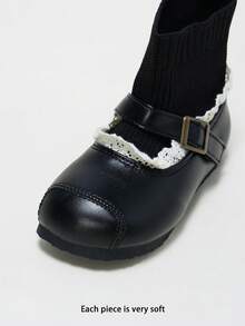 Baby Girls' Vintage Mary Jane Sock Boots, Lace Trim Buckle Knit Soft Sole, Fall Winter 2026 - Black - View 8
