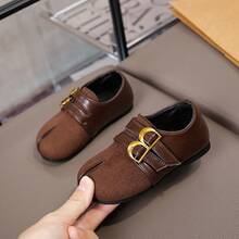 Spring/Autumn New Girls' Vintage Split-Toe Shoes, Dual Gold Buckle Decor, Hook And Loop Closure, Easy On/Off, Soft Sole, Daily & Dressy Casual Shoes - Brown - View 5