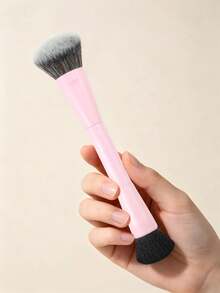 1pc Dual-Ended Multi-Function Professional Makeup Brush, Soft Synthetic Bristles, Suitable For Foundation, Blush, Loose Powder, Highlighter, Contour, Portable Multi-Function Makeup Tool - Pink - View 2