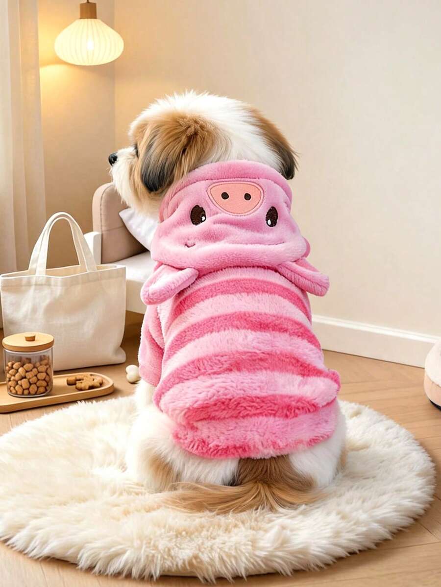 1件寵物衣服 小狗幼犬適用 可愛柔軟風格 防風保暖 派對動物造型服裝 - 豬 - 彩色 - 查看 1
