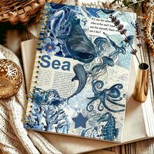 1pc Notebook With Marine Life Aesthetic Features, Spiral Bound Nautical Journal - A Humorous Floral Office Planner And Ocean Themed Notepad, Perfect As A Watercolor Art Gift For Women - B - View 4
