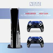 Blue & Black Ink Splatter Pattern Stickers Compatible With PS5 Disc Edition Console & Controller Full Set, Vinyl Skin Decal, Removable With No Residue - View 6