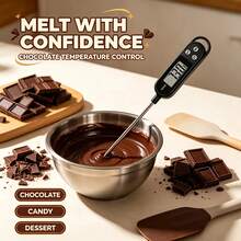 1pc Electronic Food Thermometer Probe-Style Temperature Gauge For Kitchen Oil Temperature, BBQ, Baking - Black - View 2