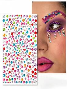 2/1pcs 3D Rainbow Faux Crystal Stickers, 2pcs Y2K Shiny Heart Acrylic Self-Adhesive Gem Stickers, Multi-Color Face Rhinestone Stickers, Suitable For Makeup And Clothing, Perfect For Festivals, Parties And Events - Multicolor - View 10