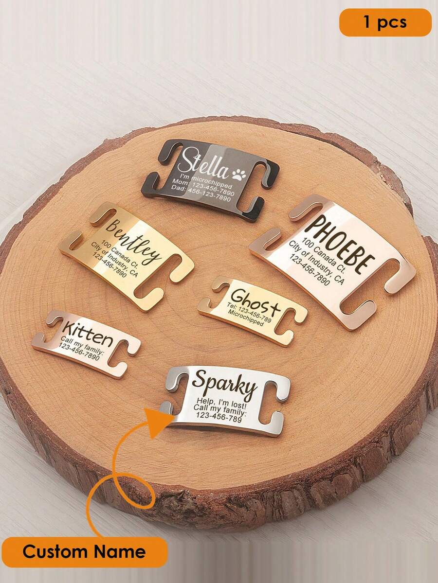 TONGFANTECH Custom Pet Engraved Personalized Pet Tag ID Engraved Name Collar Tag Bone Shape Stainless Steel Engraved Dog Tag Cat Tag Pendant - Multicolor - View 1