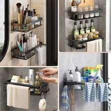 Wall-Mounted Shower Shampoo Rack Bathroom Storage Shelf Towel Rack Diamond-Shaped Free-Standing Bracket Tripod Wall-Mounted Corner Rectangular Bracket - Multicolor - View 3