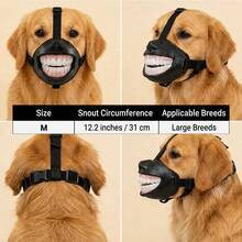 Funny Smiling Teeth Dog Mask, Black Nylon Strap Dog Muzzle, Humorous Pet Costume, Suitable For Dog Parties And Daily Pranks - Black - View 12