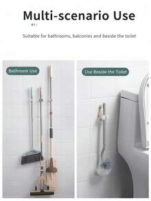 1/3pcs Cute Cartoon Mop Hooks Wall-Mounted, Self-Adhesive No-Drill Broom Holder, Multi-Purpose Storage Clips, Suitable For Mops, Brooms, Brushes, Umbrellas, Fun Animal Design, Bathroom Kitchen Storage, Cozy Home Decor - View 2