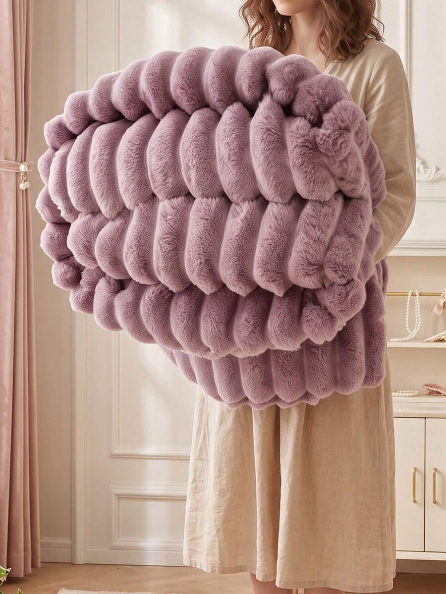 1pc Purple Sofa Blanket, Bed Throw, Comfortable & Warm, Ultra Soft & Breathable, Lightweight, Minimalist Fashion Design, All-Around Comfort, Suitable For Travel, Nap Blanket, Multiple Sizes Available, Machine Washable