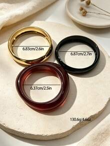 3pcs/Set Fashionable & Elegant Wide Bangle Bracelet Set, Suitable For Women Party, Daily Wear, Gift - 3 Bracelets - View 11