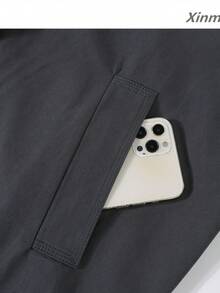 Imperméable mi-long en cuir à col pour femme, début d'automne, style décontracté ample à épaules tombantes, manteau de voyage élégant pour loisirs et vacances - Gris foncé - Voir 4
