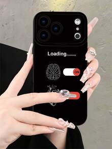1pc 2D Printed Brain & Heart Switch Pattern, Creative High-End Design, Waterproof Durable Dustproof Fashion Minimalist With Camera Protection, Black Matte Soft Touch Full Coverage Protective Phone Case, Compatible With 18Pro/18Pro Max/17/17Pro/17Pro Max/16/15/14/13/12/11/Pro/ProMax/X/XR/XS/XSMAX/7/8/PLUS And Galaxy S20/S21/S22/S23/S24/S25/26PLUS ULTRA Series Models, Perfect Gift For Friends, Family, Girlfriend, Boyfriend, Holiday Gift - Black - View 3